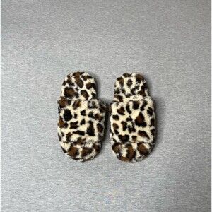 Snoozies Women’s Faux Fur Plush Leopard Print House Slipper Slides